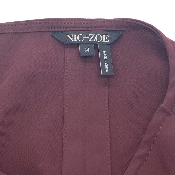 Nic+Zoe Harbour Town Split Neck Tunic Blouse Winterberry Purple Poly NWT Size M - Picture 7 of 10